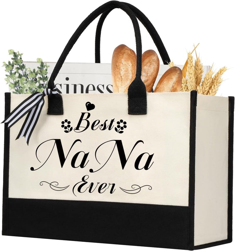 shenee Initial Canvas Tote Bag, Personalized Beach Jute Bag Present for Women Holiday,Friends Birthday Gift,Wedding, New Year - Image 1